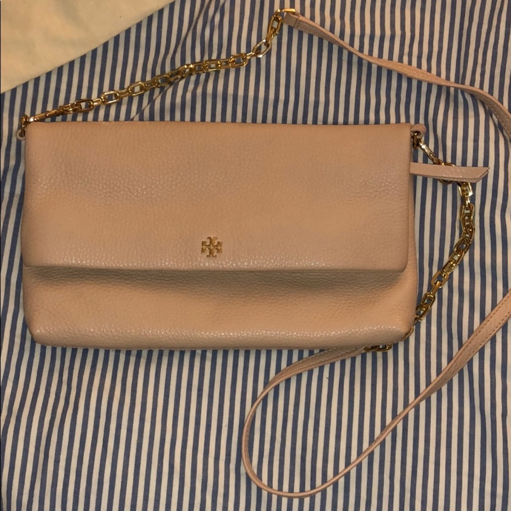 Tory Burch Pink W/ gold hardware clutch/purse